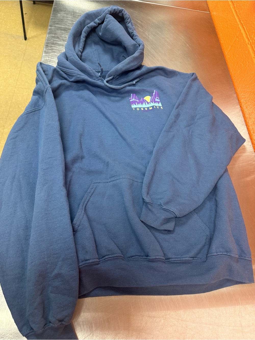 Vintage Buzz Mfg Yosemite California Graphic Hoodie Slate Blue Size Large
